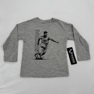 New Messi Collection Kids Gray Long Sleeve Soccer Graphic T-Shirt Size 3T Cotton